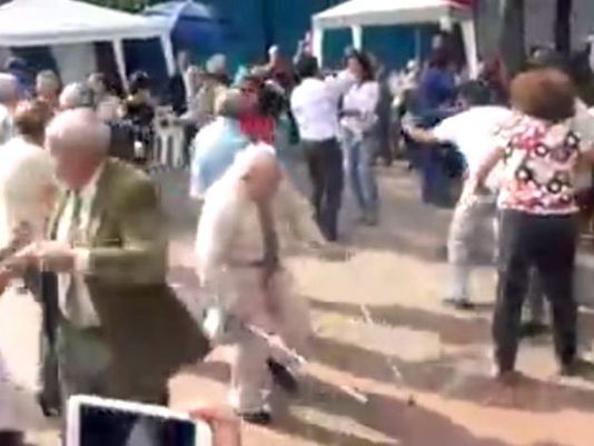 Watch Old Man Ditches Crutches To Dance