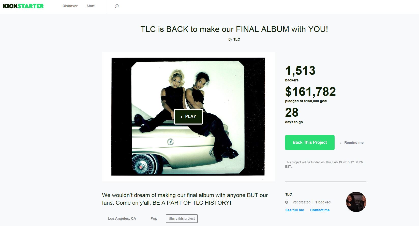 Tommy McFly Katy Perry donates to TLC's final album on Kickstarter