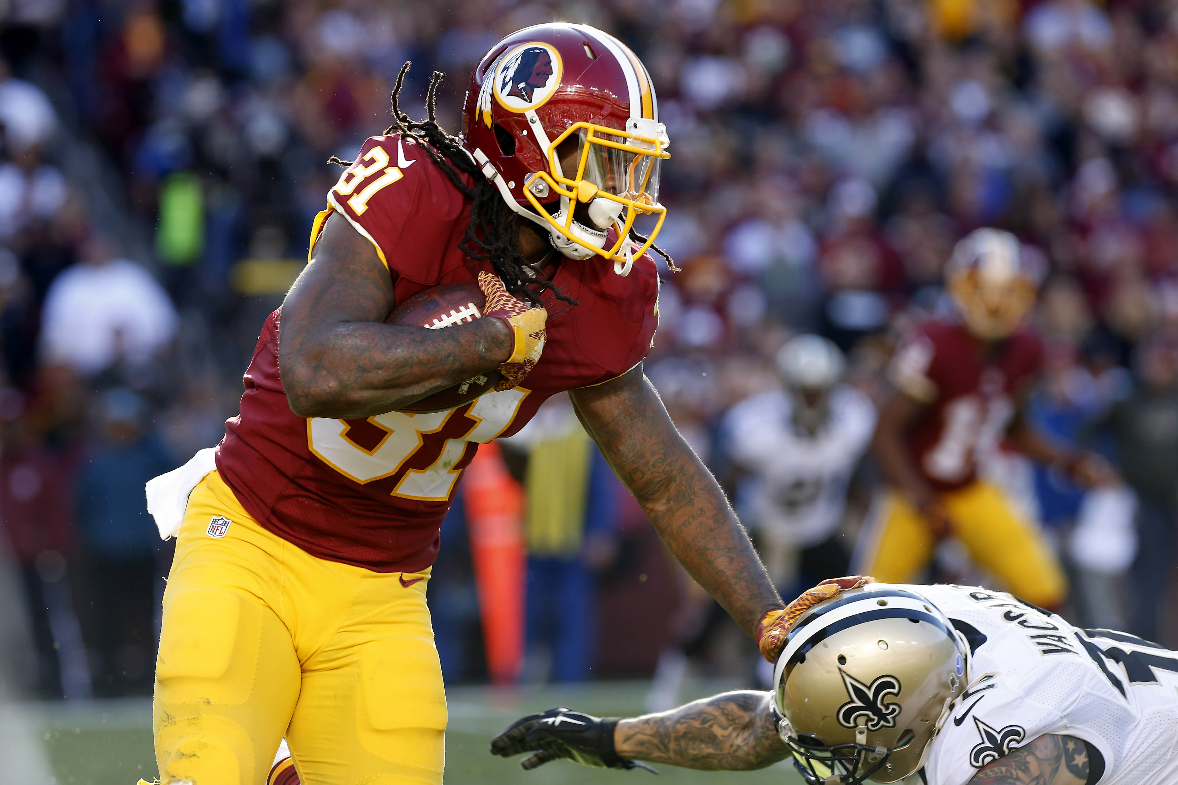 Washington Redskins running back Matt Jones (31) looks on during an NFL  football team practice, Wednesday, June 14, 2017, in Ashburn, Va. (AP  Photo/Nick Wass Stock Photo - Alamy