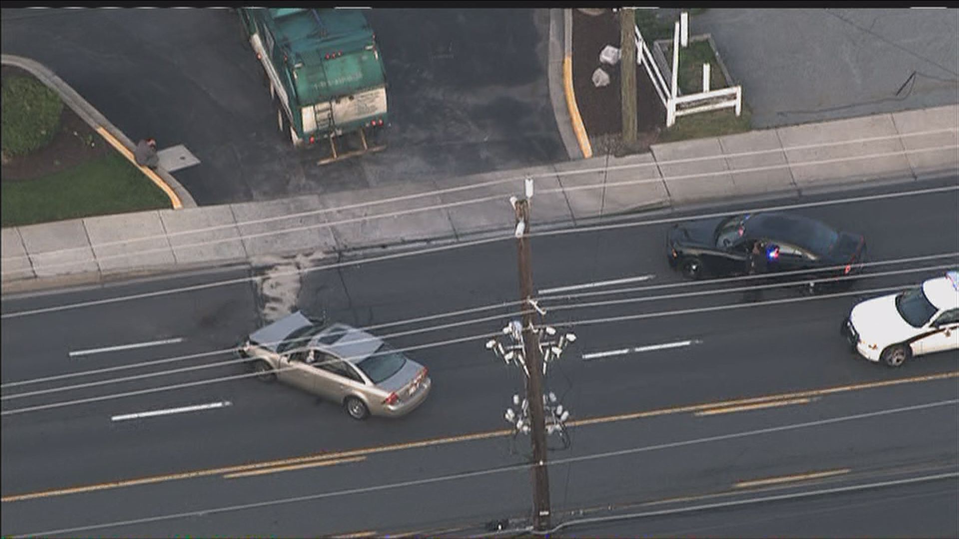 Car, garbage truck crash in Gaithersburg