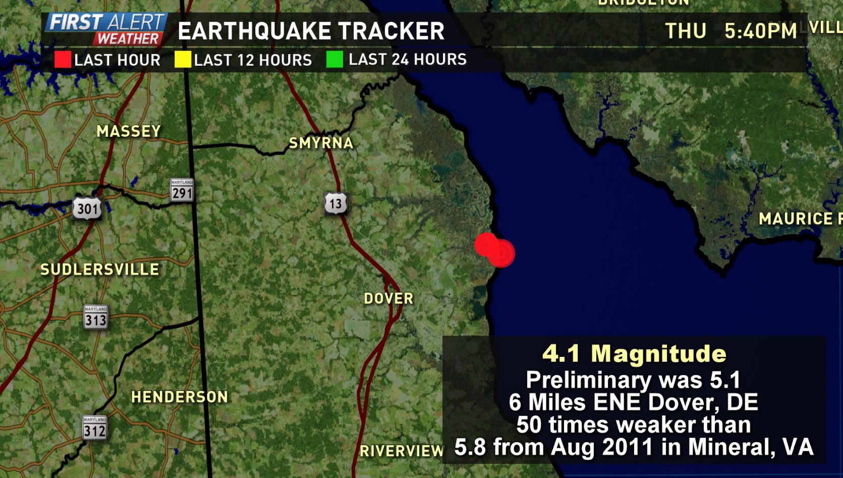 Earthquake shakes Delaware, tremors felt in Maryland