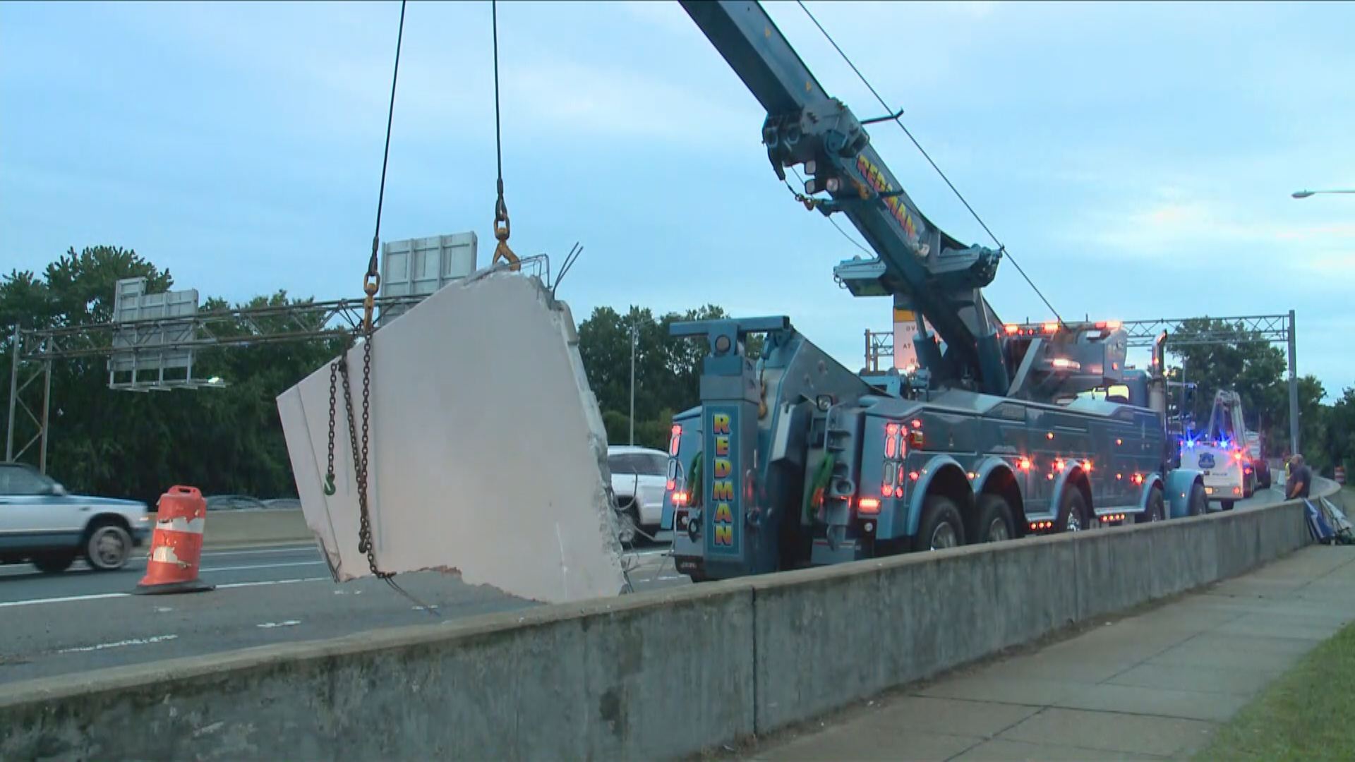 Tractor trailer carrying concrete hits train bridge | wusa9.com